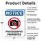 Signmission Photography Prohibited, 7 in W x Rectangle, Aluminum OS-2PACK-NS-A-710-V-17273 - alternate 3